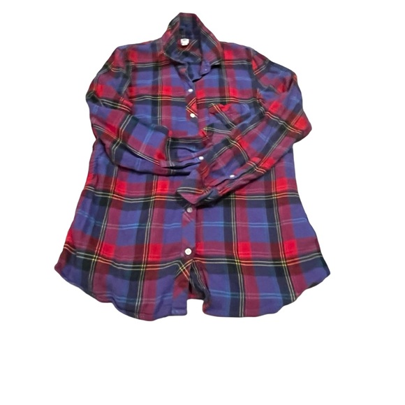 GAP Plaid Shirt Womens Size medium Red Blue Flannel Long Sleeve Button Up - Picture 1 of 4